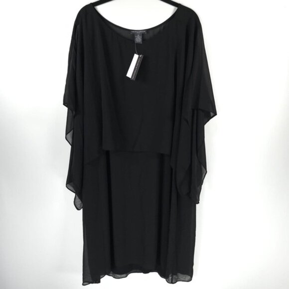 NWT‎ CHELSEA & THEODORE Black Shift Lined Dress Attached Shall 2743086W Size 3X - Picture 4 of 10
